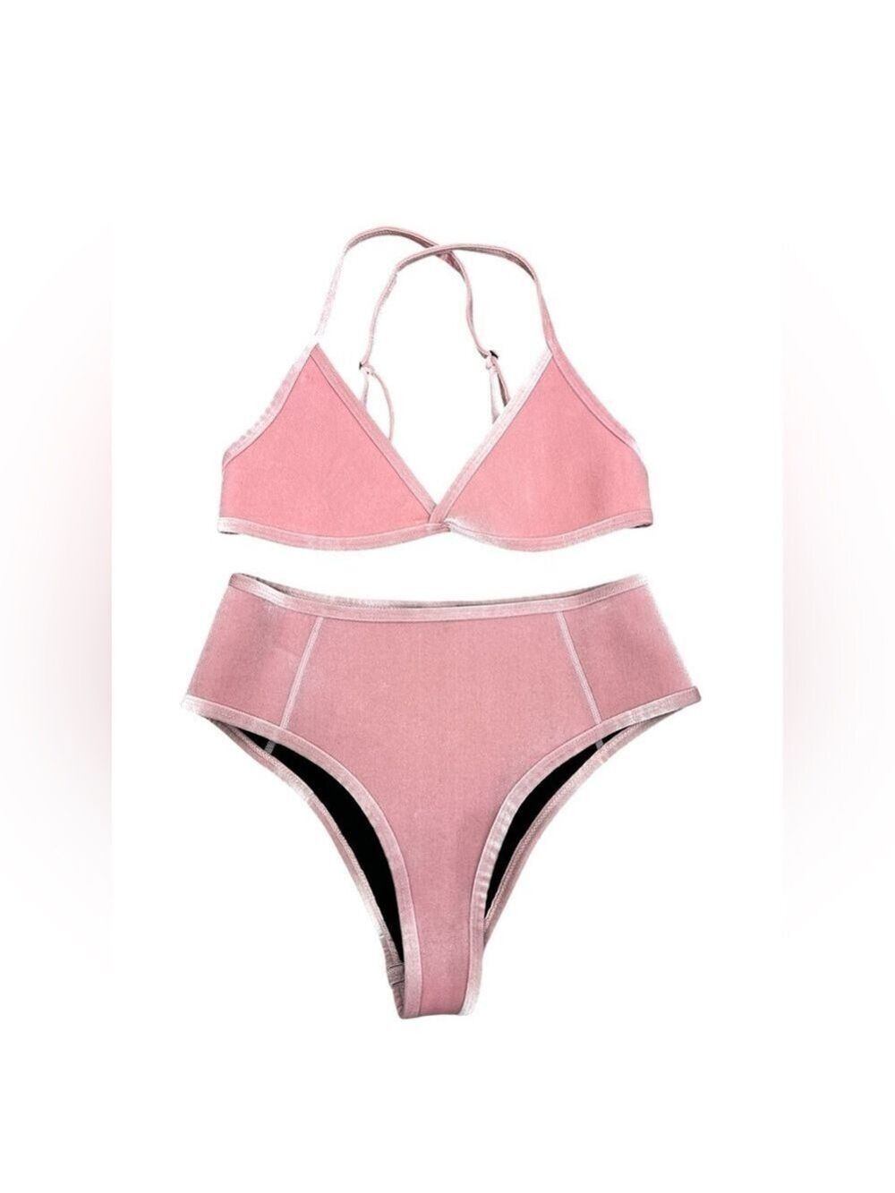 Hoaka Swimwear Dola pink velvet neoprene bikini set 2 pieces swimsuit S/S+